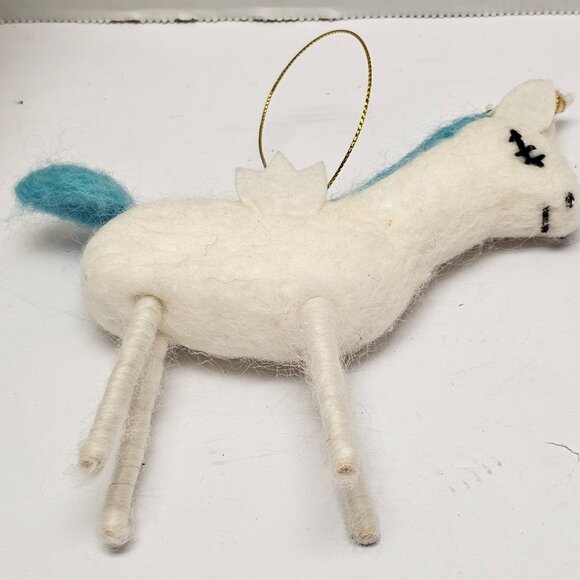 Christmas Felt Spun Wool Holiday Tree Ornament Animal Mrs Unicorn Wings Llama - Picture 5 of 10